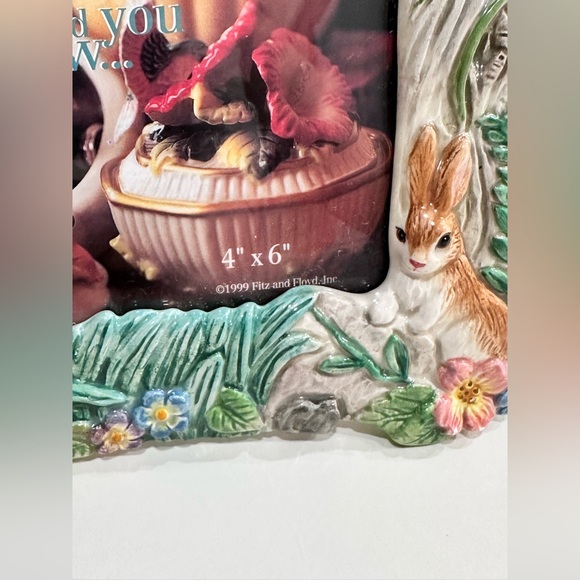 Vintage Fitz & Floyd 1999 Ceramic Woodland Animals 4x6 Picture Frame - Picture 4 of 8